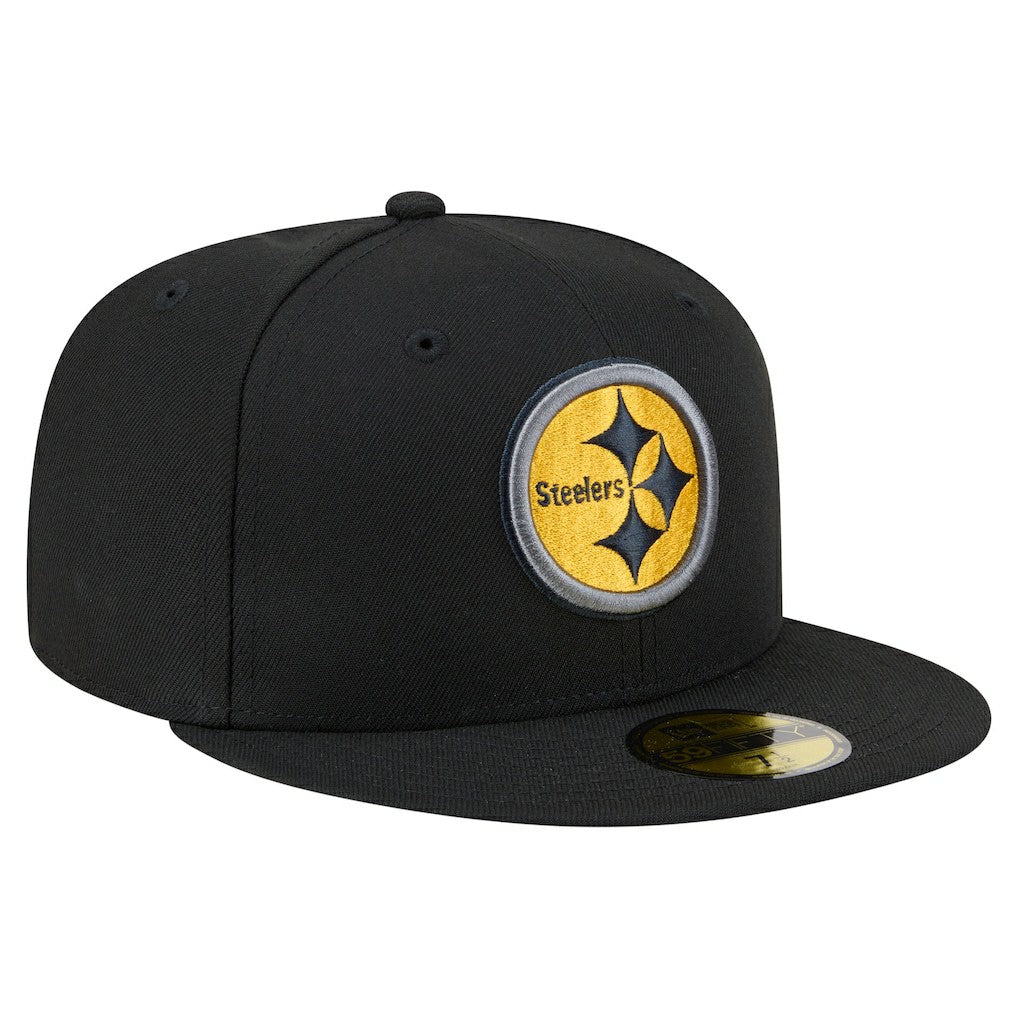 Pittsburgh Steelers New Era Color Pop 59FIFTY Fitted Hat Black