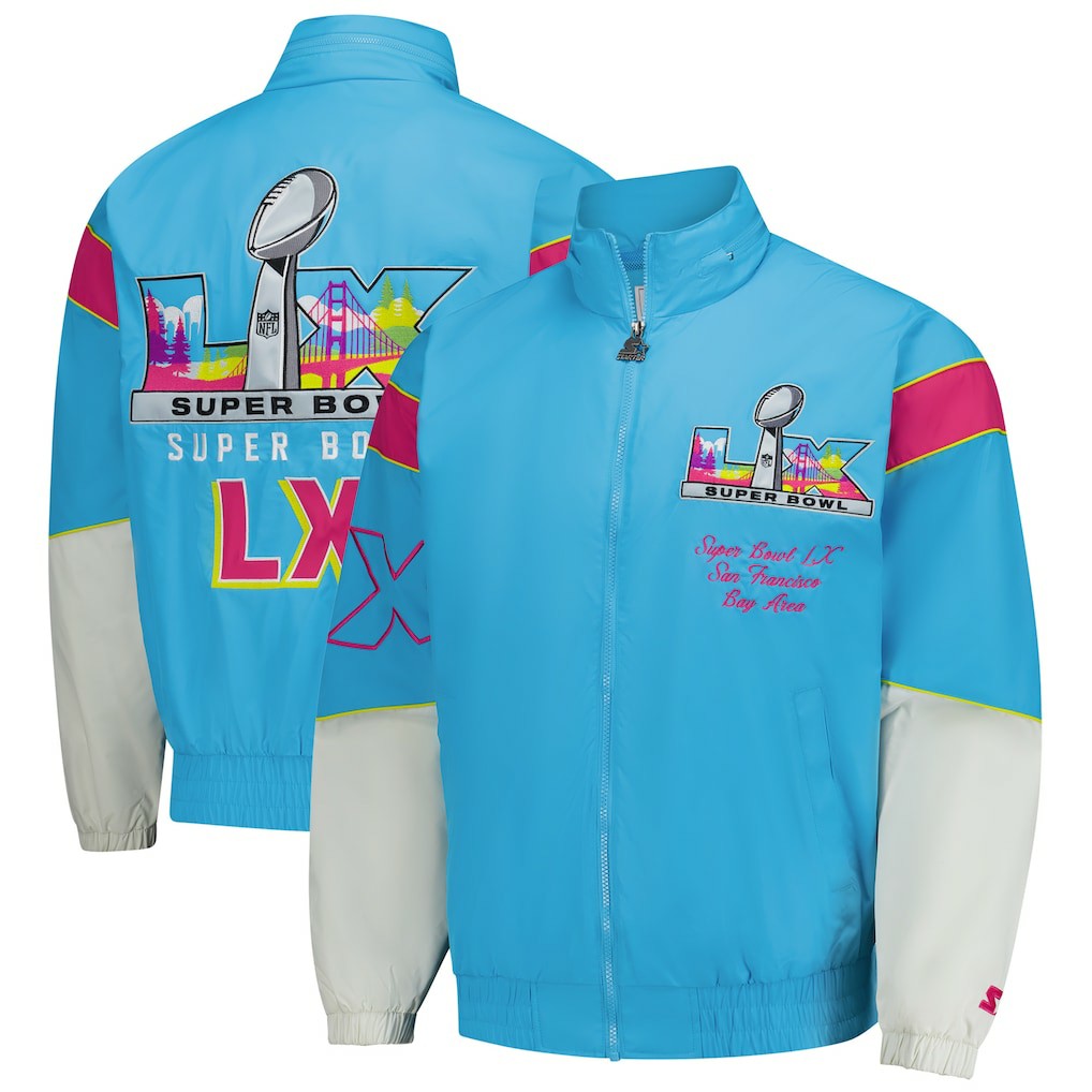 Super Bowl LX Starter The Gust Full-Zip Hooded Jacket Light Blue