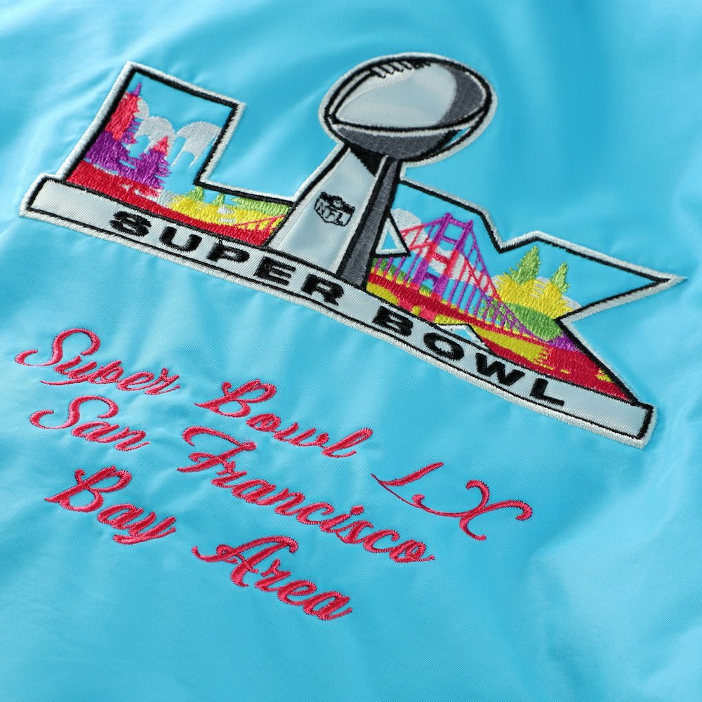 Super Bowl LX Starter The Gust Full-Zip Hooded Jacket Light Blue