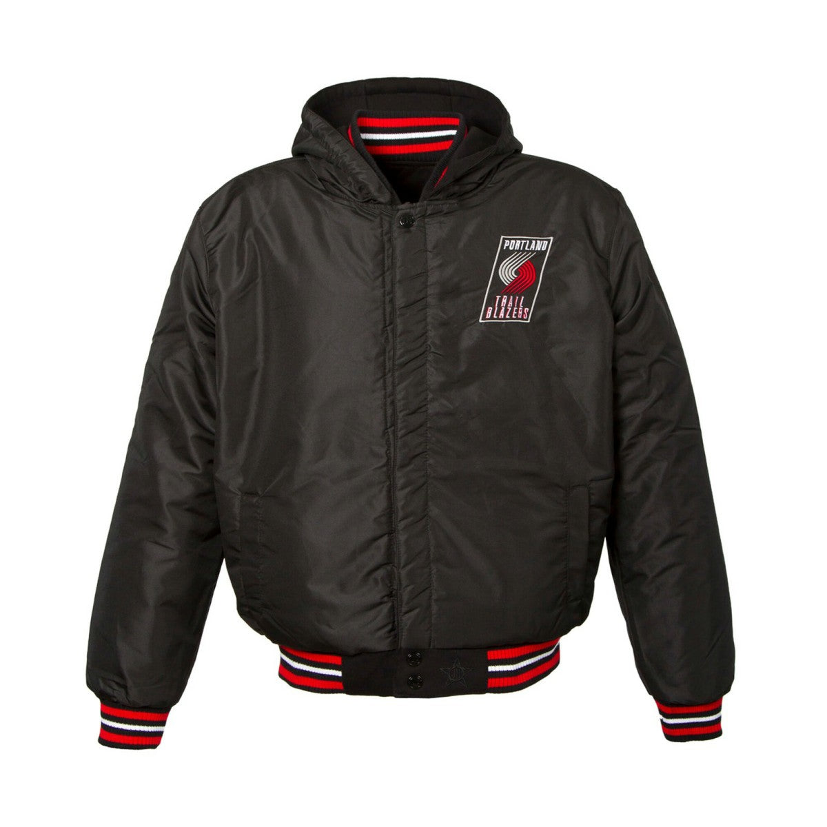 Portland Trail Blazers JH Design Youth Reversible Fleece Full-Zip Varsity Hoodie Black