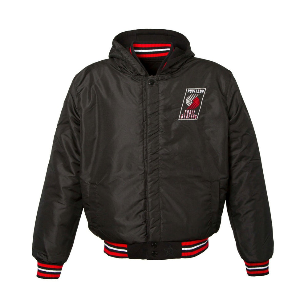 Portland Trail Blazers JH Design Youth Reversible Fleece Full-Zip Varsity Hoodie Black