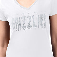 Memphis Grizzlies G-III 4Her by Carl Banks Women's Super-Slim-Fit Metallic Drop Lightweight V-Neck T-Shirt White