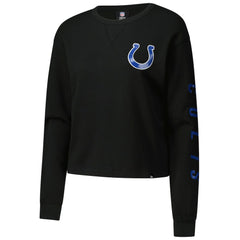 Indianapolis Colts New Era Women's Sport Night Thermal Long Sleeve Cropped T-Shirt Black