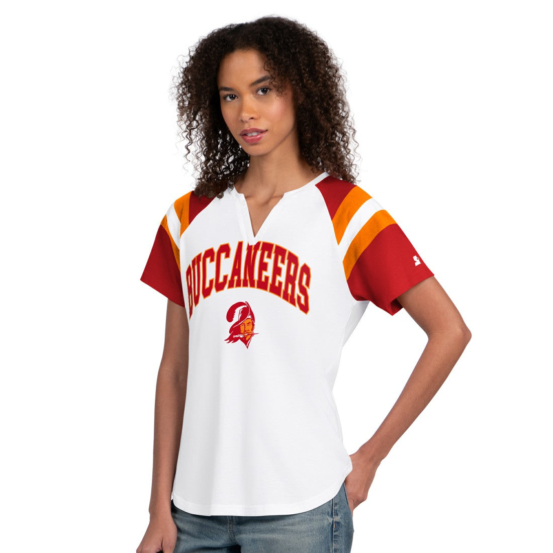 Tampa Bay Buccaneers Starter Women's Game On Notch Neck T-Shirt White