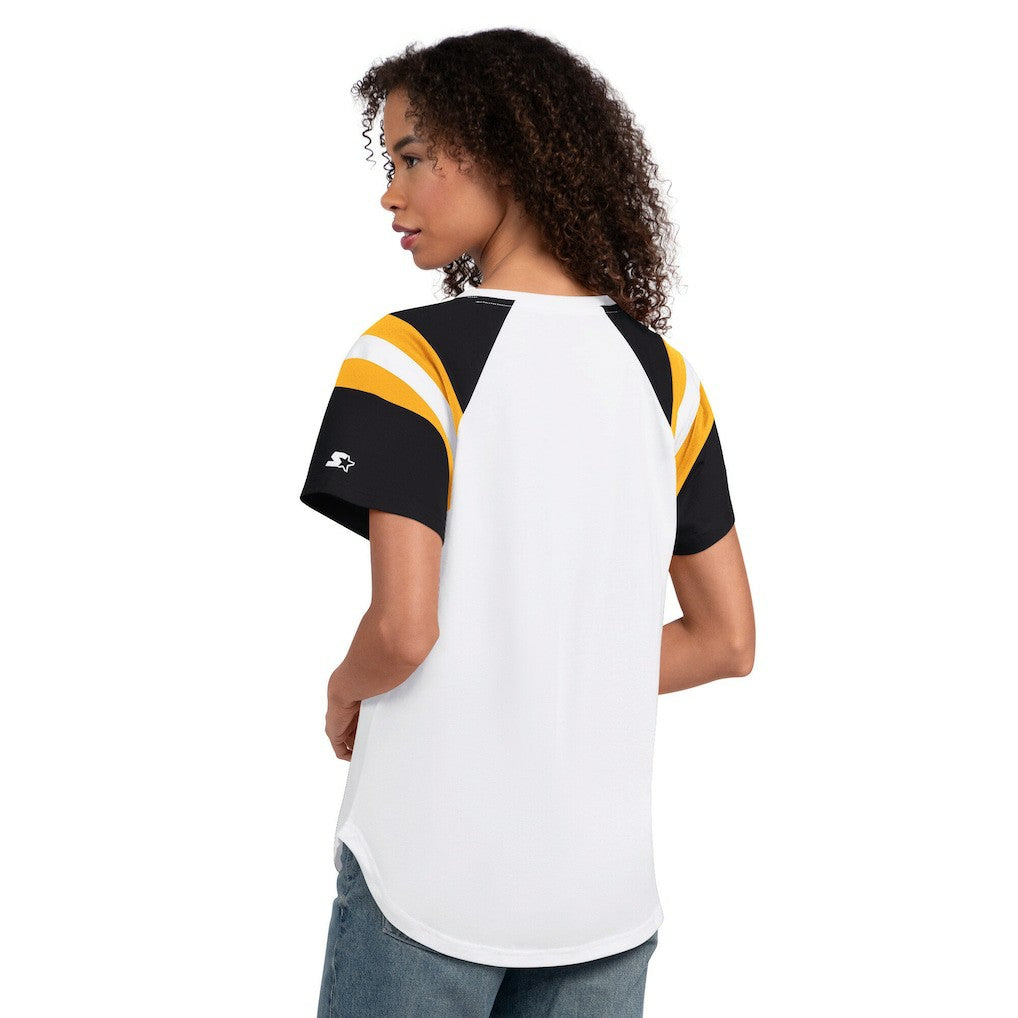 Pittsburgh Steelers Starter Women's Game On Notch Neck T-Shirt White