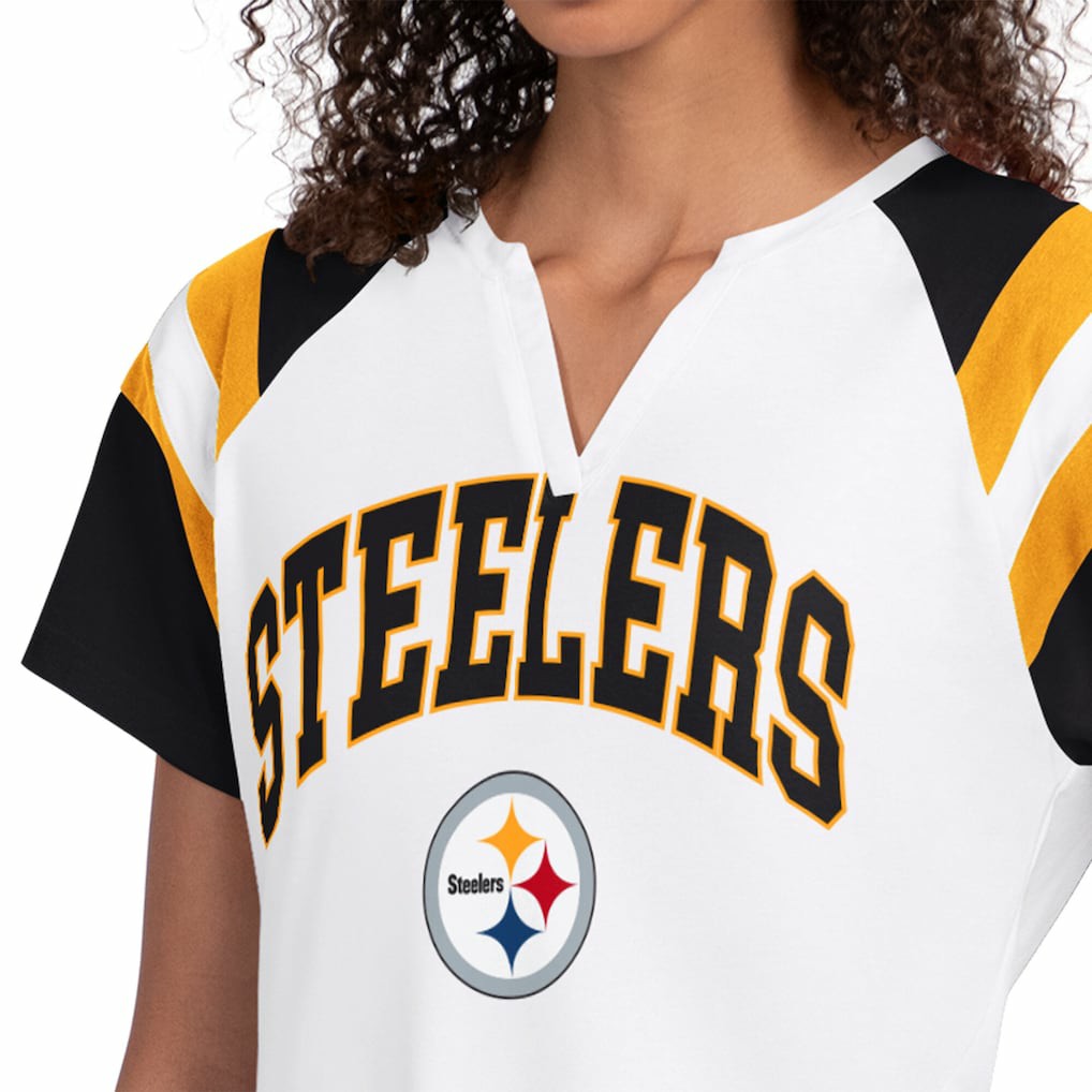 Pittsburgh Steelers Starter Women's Game On Notch Neck T-Shirt White