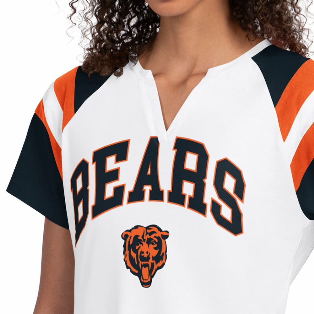 Chicago Bears Starter Women's Game On Raglan Notch Neck T-Shirt White