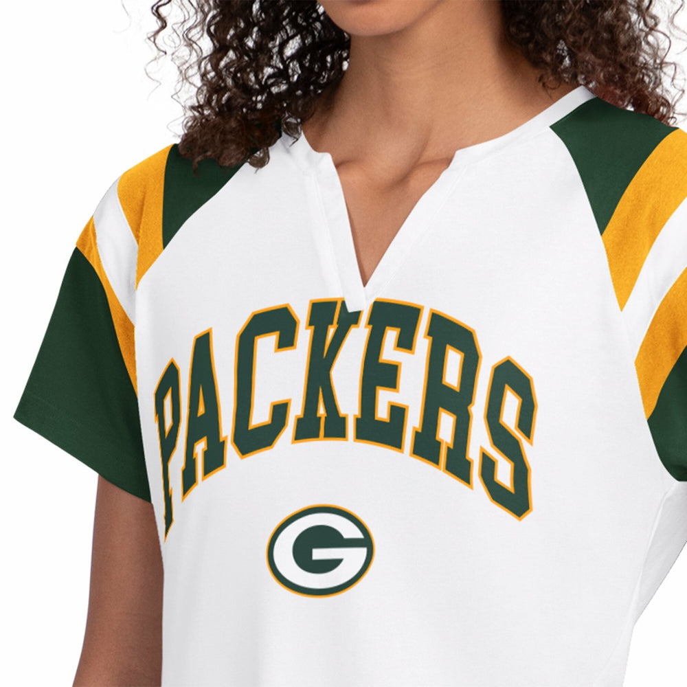 Green Bay Packers Starter Women's Game On Notch Neck T-Shirt White