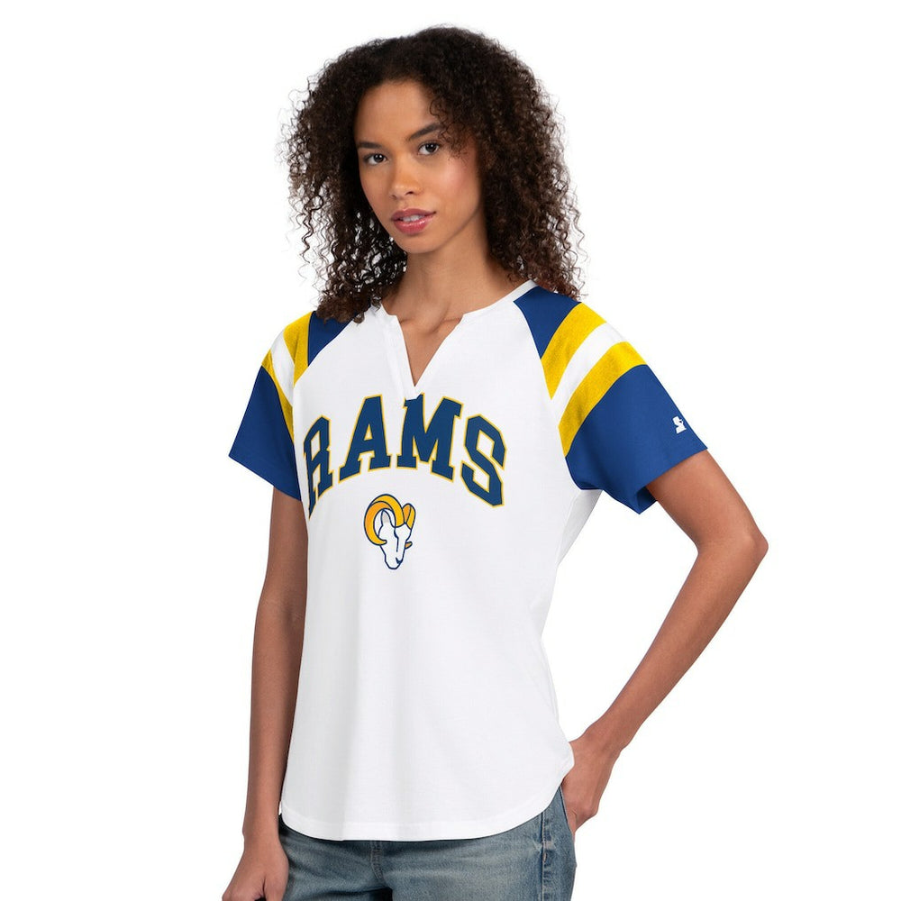 Los Angeles Rams Starter Women's Game On Notch Neck T-Shirt White