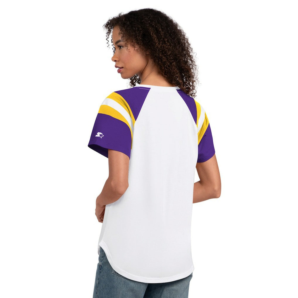 Minnesota Vikings Starter Women's Game On Notch Neck T-Shirt White