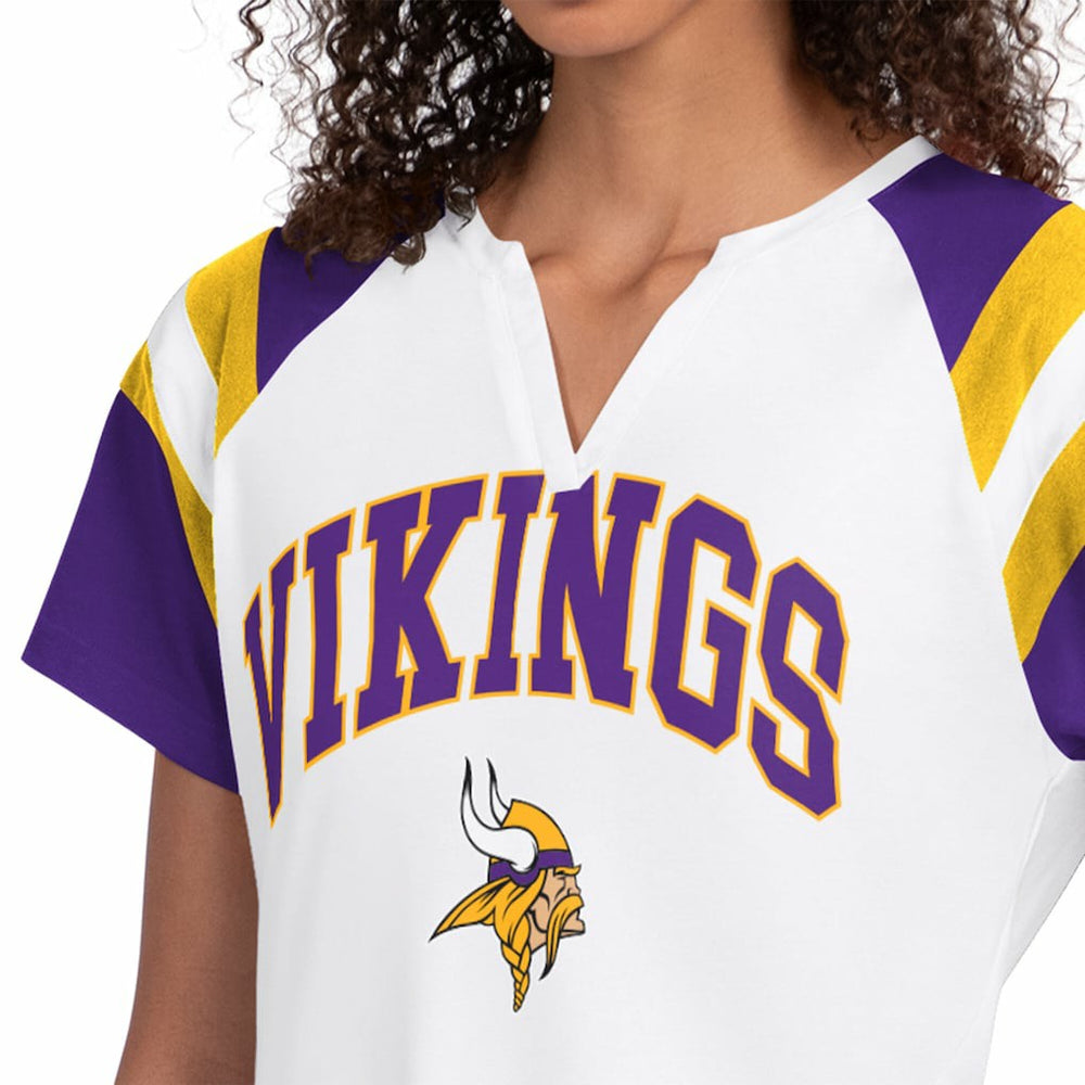 Minnesota Vikings Starter Women's Game On Notch Neck T-Shirt White