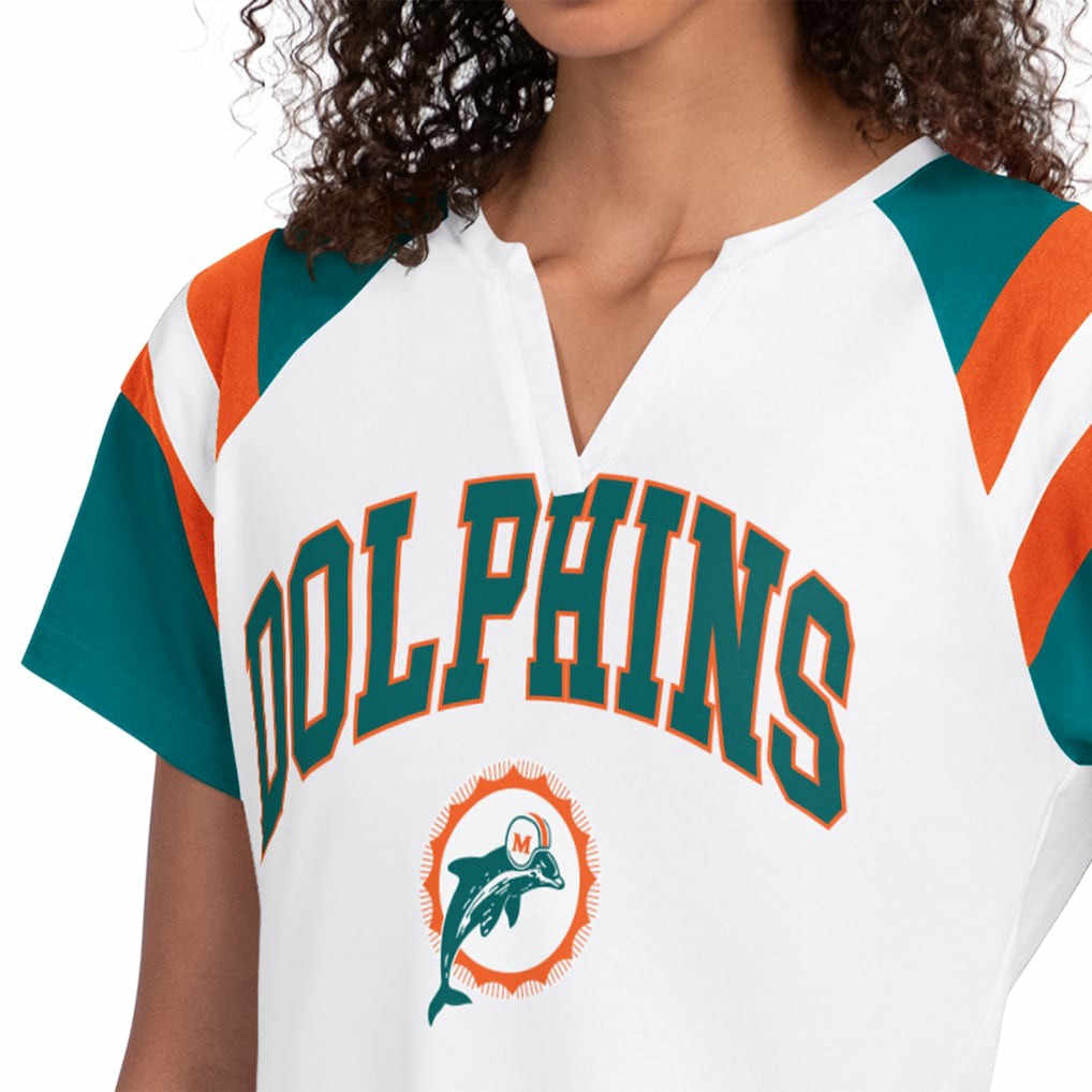 Miami Dolphins Starter Women's Game On Notch Neck T-Shirt White