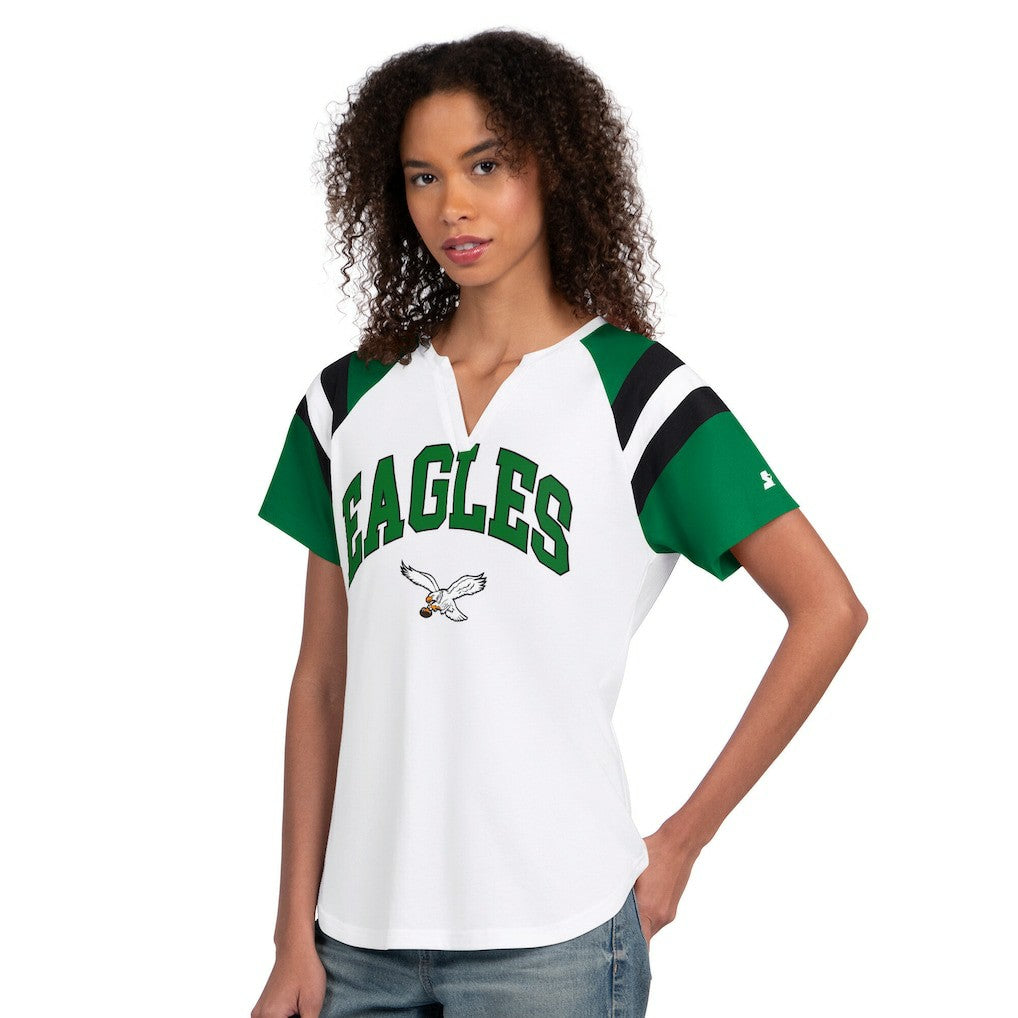 Philadelphia Eagles Starter Women's Game On Notch Neck T-Shirt White