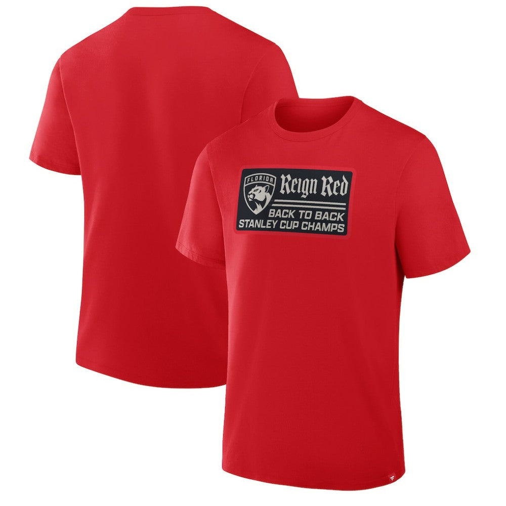 Florida Panthers Back-To-Back Stanley Cup Champions Reign Red T-Shirt - Red - NHL 203499280