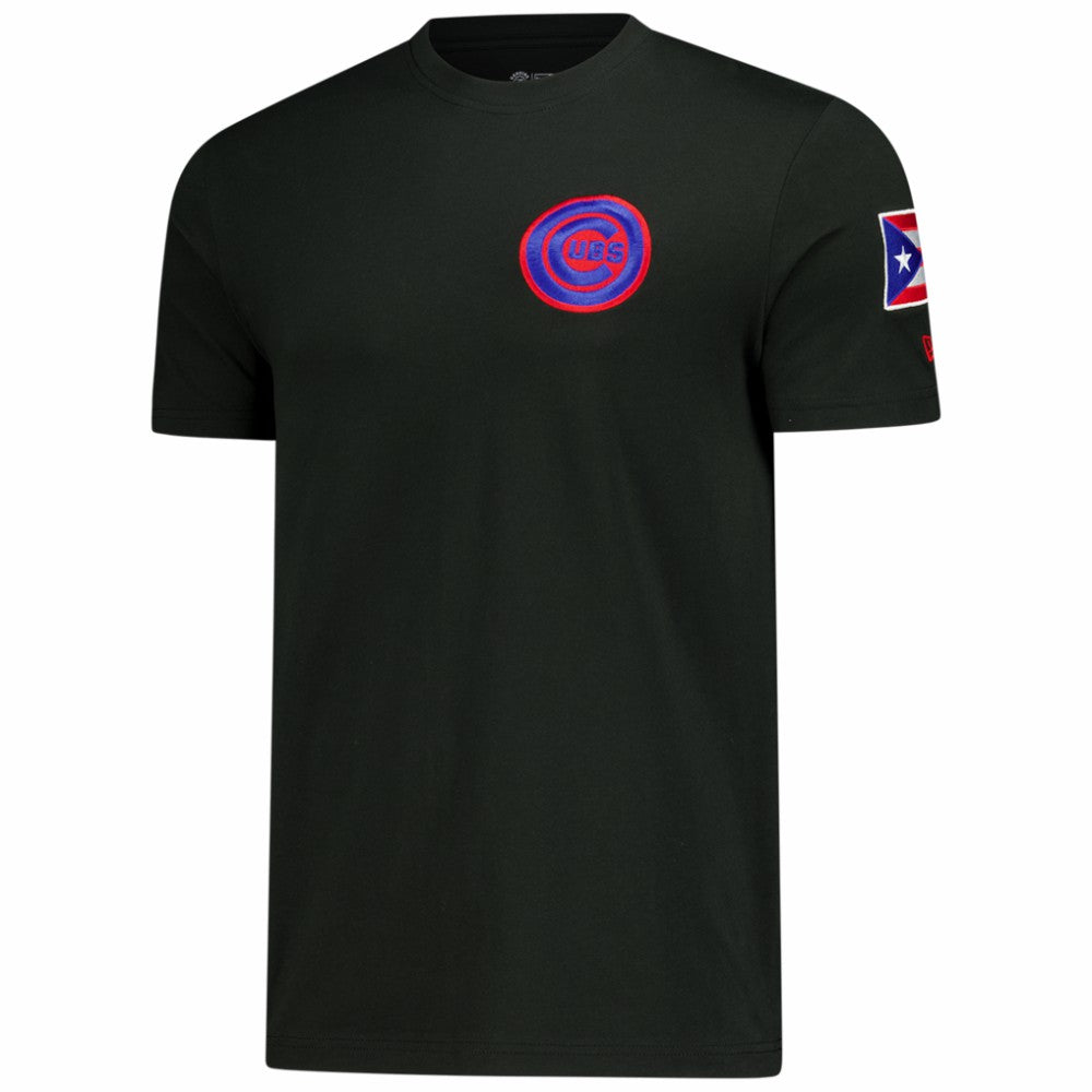 Chicago Cubs New Era Puerto Rico Country Flag T-Shirt - Black - New Era Discount