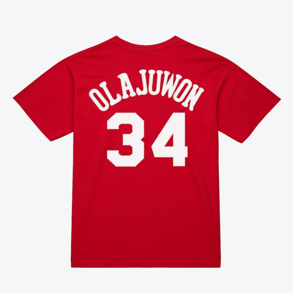 Hakeem Olajuwon Houston Rockets Unisex Hardwood Classics Name & Number T-Shirt for sale Red | Mitchell & Ness Lifestyle