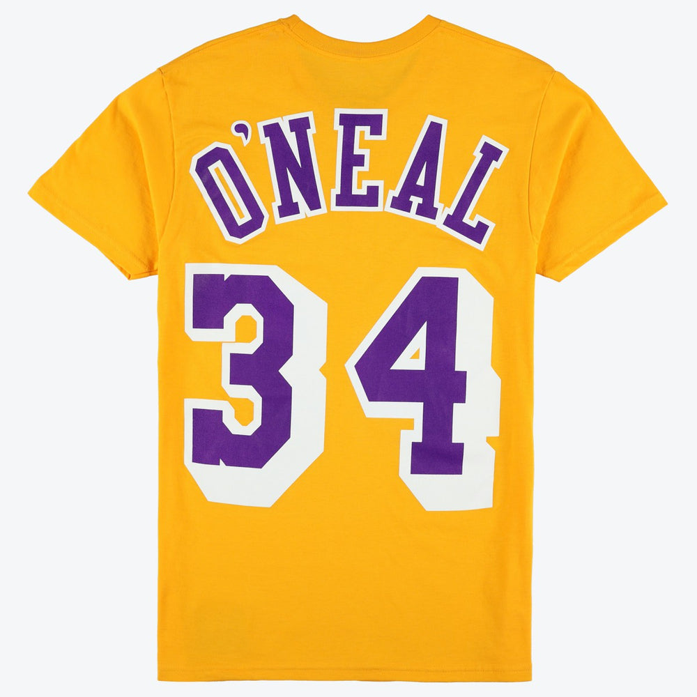 Shaquille O'Neal Los Angeles Lakers Unisex Hardwood Classics Name & Number T-Shirt Gold | Mitchell & Ness discount