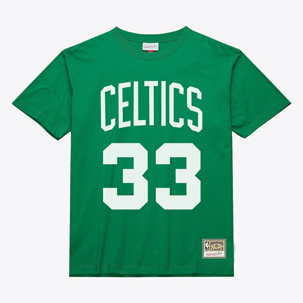 Larry Bird Boston Celtics Unisex Hardwood Classics Name & Number T-Shirt Kelly Green | Mitchell & Ness for sale