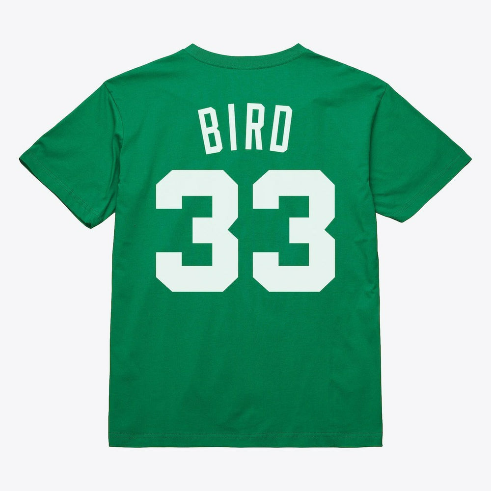 Larry Bird Boston Celtics Unisex Hardwood Classics Name & Number T-Shirt Kelly Green | Mitchell & Ness for sale