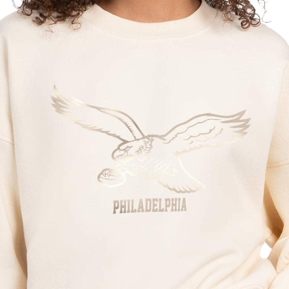 Philadelphia Eagles Starter Women's Travel Pastels Boxy Fleece Sweatshirt Cream