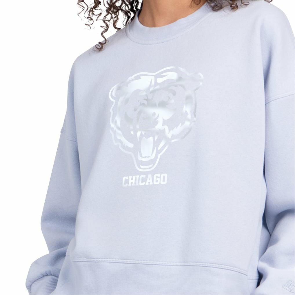 Chicago Bears Starter Women's Travel Pastels Boxy Fleece Sweatshirt Light Blue
