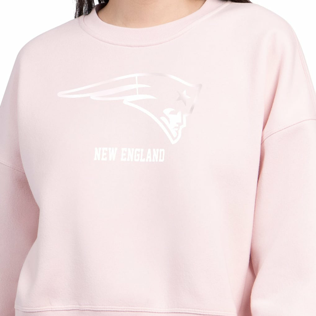 New England Patriots Starter Women's Travel Pastels Boxy Fleece Sweatshirt Light Pink