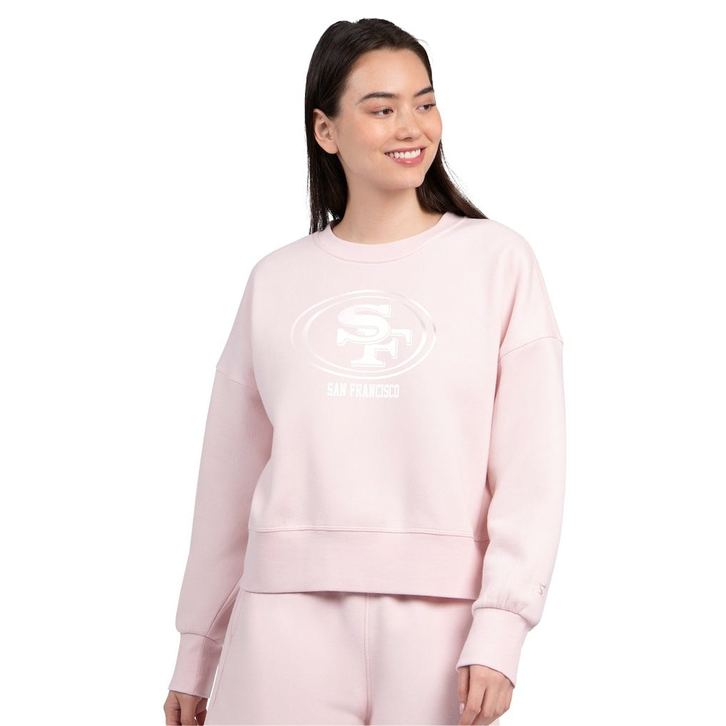 San Francisco 49ers Starter Women's Travel Pastels Boxy Fleece Sweatshirt Light Pink