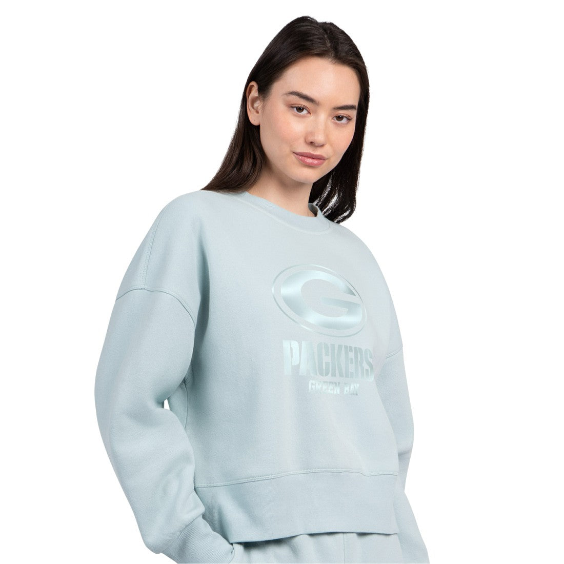 Green Bay Packers Starter Women's Travel Pastels Boxy Fleece Sweatshirt Mint