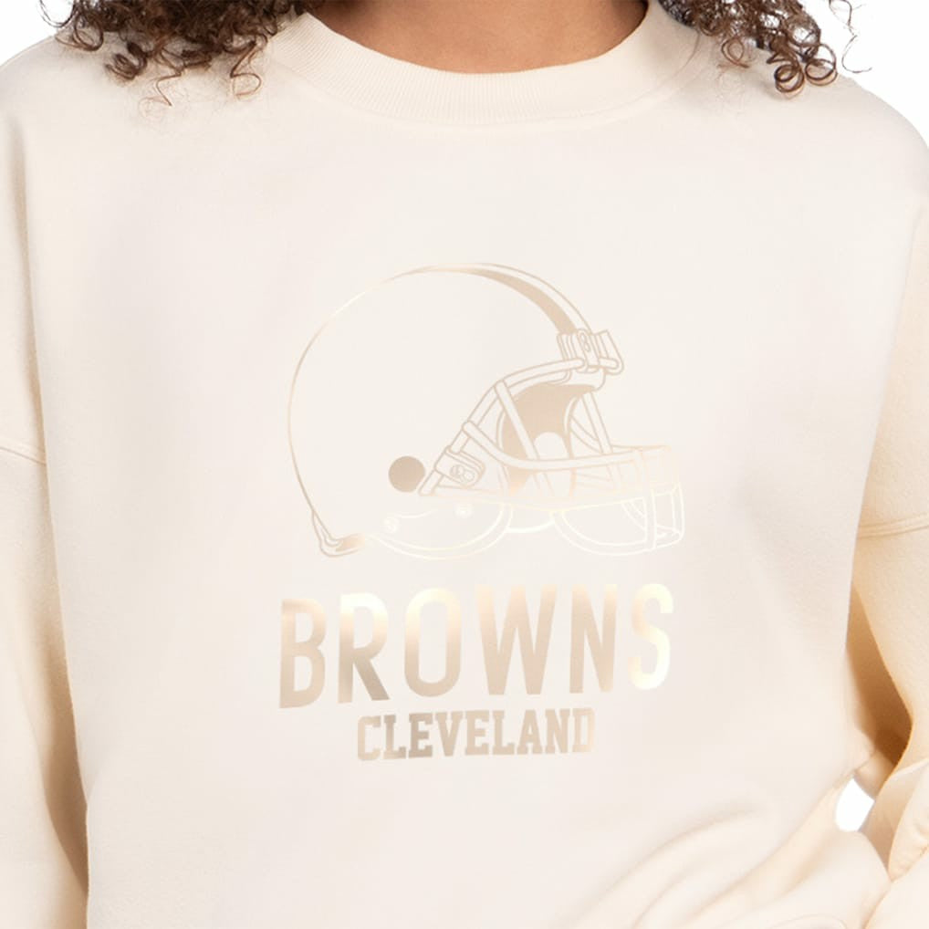 Cleveland Browns Starter Women's Travel Pastels Boxy Fleece Sweatshirt Cream