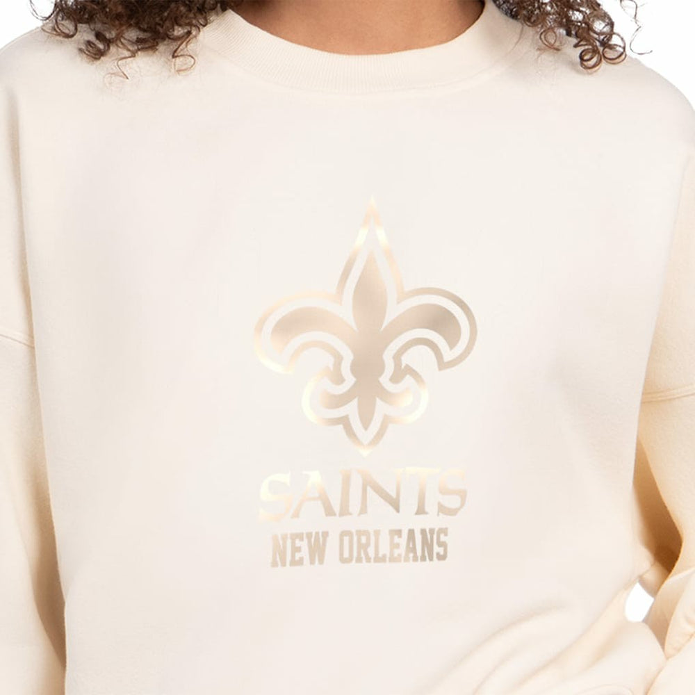 New Orleans Saints Starter Women's Travel Pastels Boxy Fleece Sweatshirt Cream