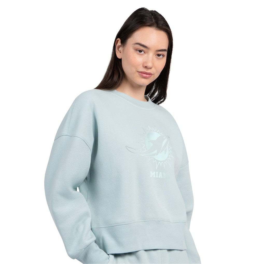 Miami Dolphins Starter Women's Travel Pastels Boxy Fleece Sweatshirt Mint