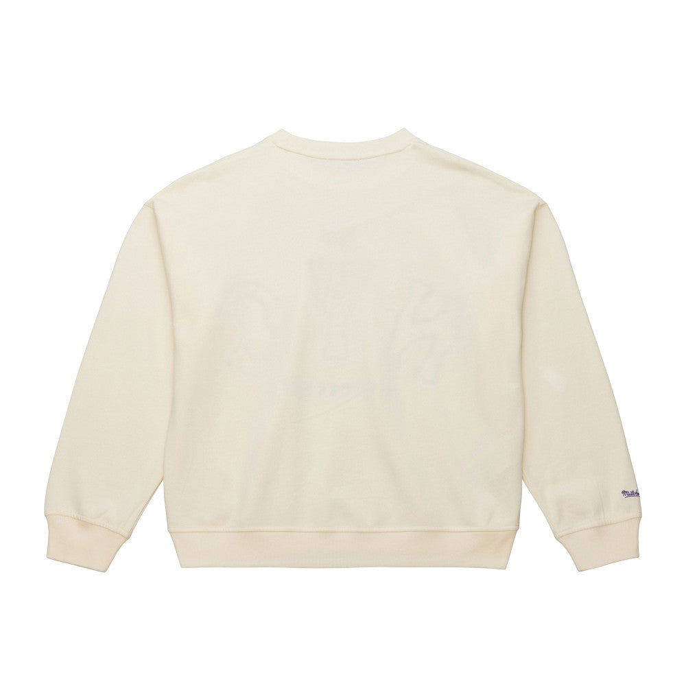 New York Mets Mitchell & Ness Women's Premium Oversized Crewneck Sweatshirt - Cream - Mitchell & Ness Online
