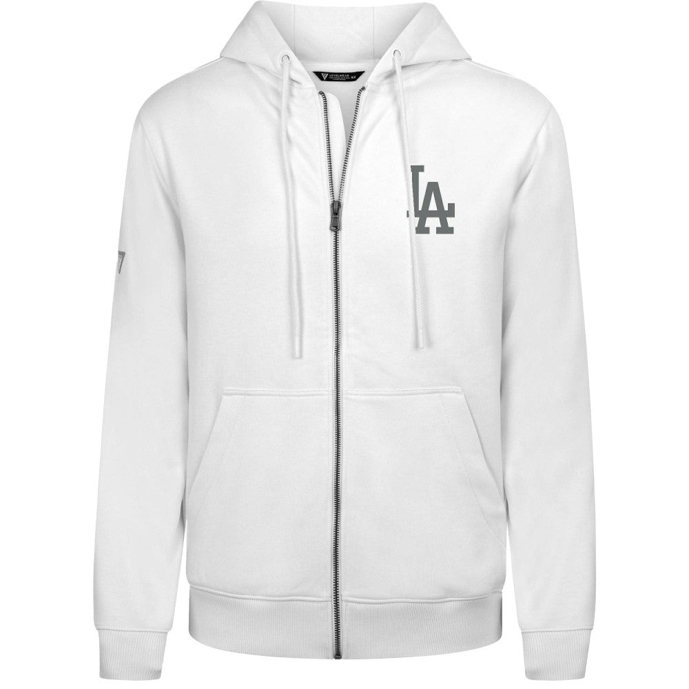Los Angeles Dodgers Levelwear Podium Chenille Logo Full-Zip Hoodie - White - MLB Online