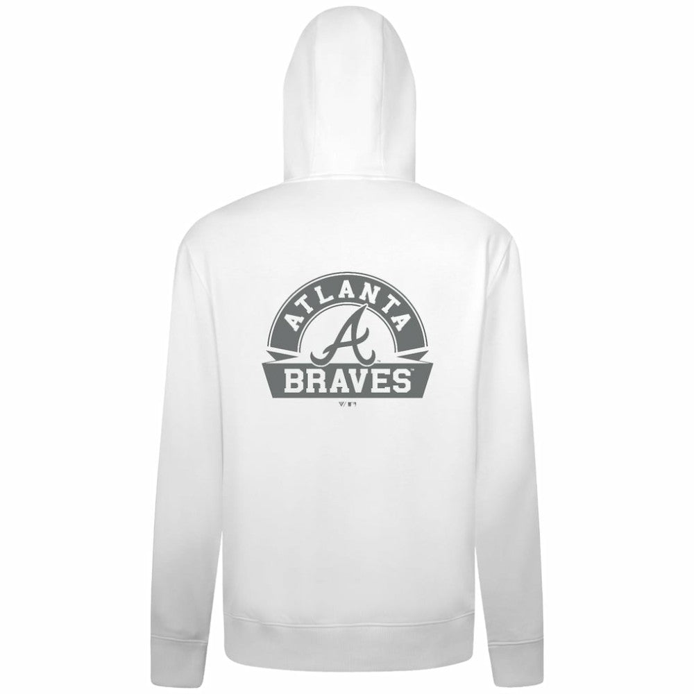Atlanta Braves Levelwear Podium Chenille Logo Full-Zip Hoodie - White - MLB Discount