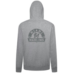 Miami Marlins Levelwear Podium Chenille Logo Full-Zip Hoodie - Heather Gray - MLB Sale