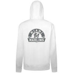 Miami Marlins Levelwear Podium Chenille Logo Full-Zip Hoodie - White - MLB Discount
