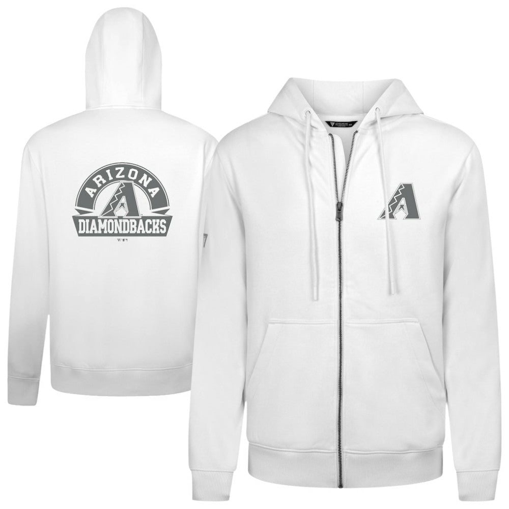 Arizona Diamondbacks Levelwear Podium Chenille Logo Full-Zip Hoodie - White - MLB on Sale