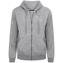 Colorado Rockies Levelwear Podium Chenille Logo Full-Zip Hoodie - Heather Gray - MLB Sale