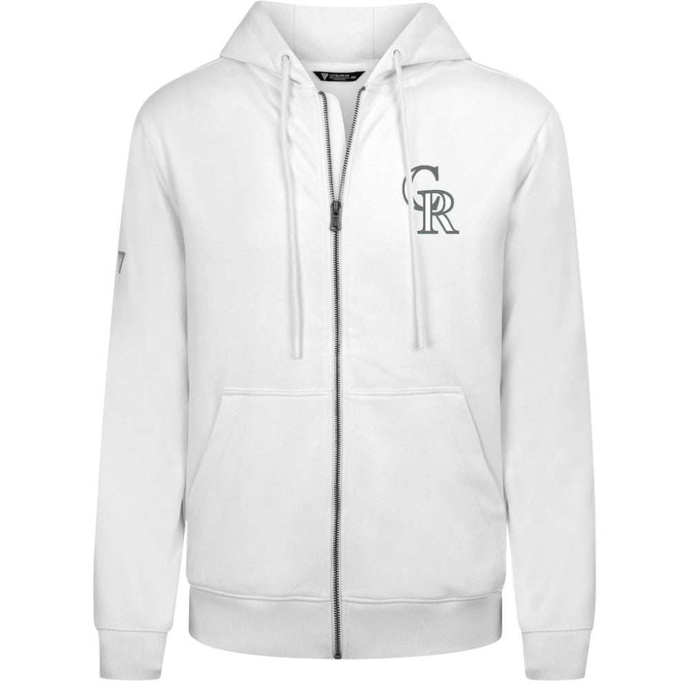 Colorado Rockies Levelwear Podium Chenille Logo Full-Zip Hoodie - White - MLB Sale