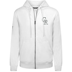Colorado Rockies Levelwear Podium Chenille Logo Full-Zip Hoodie - White - MLB Sale