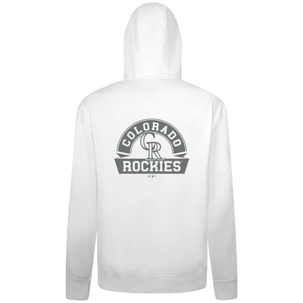 Colorado Rockies Levelwear Podium Chenille Logo Full-Zip Hoodie - White - MLB Sale