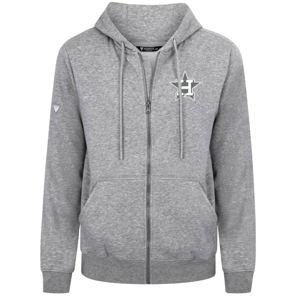 Houston Astros Levelwear Podium Chenille Logo Full-Zip Hoodie - Heather Gray - MLB Sale