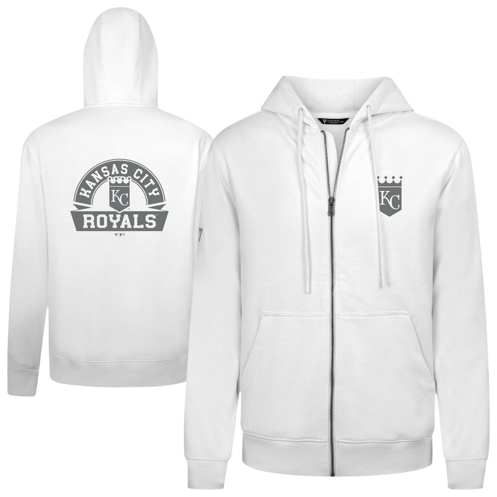 Kansas City Royals Levelwear Podium Chenille Logo Full-Zip Hoodie - White - MLB Online