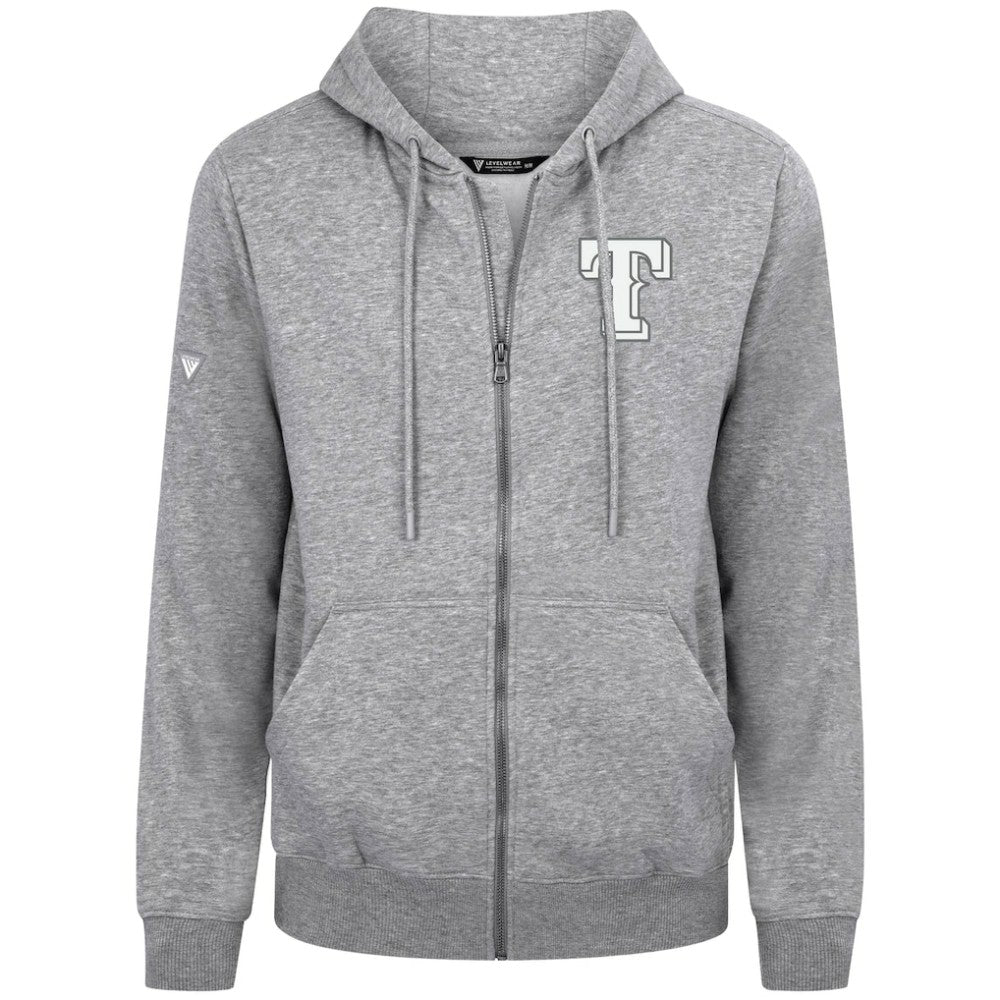 Texas Rangers Levelwear Podium Banner Arch Full-Zip Hoodie - Heather Gray - MLB Online
