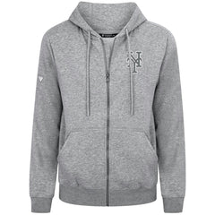 New York Mets Levelwear Podium Banner Arch Full-Zip Hoodie - Heather Gray - MLB Discount