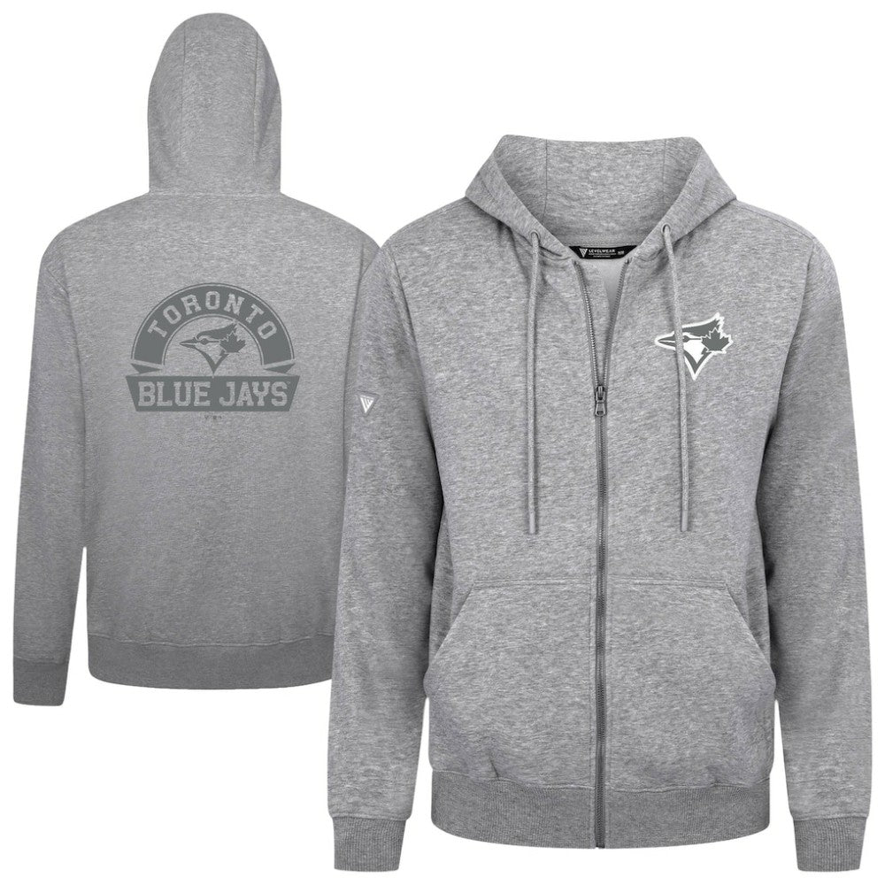 Toronto Blue Jays Levelwear Podium Banner Arch Full-Zip Hoodie - Heather Gray - MLB Online