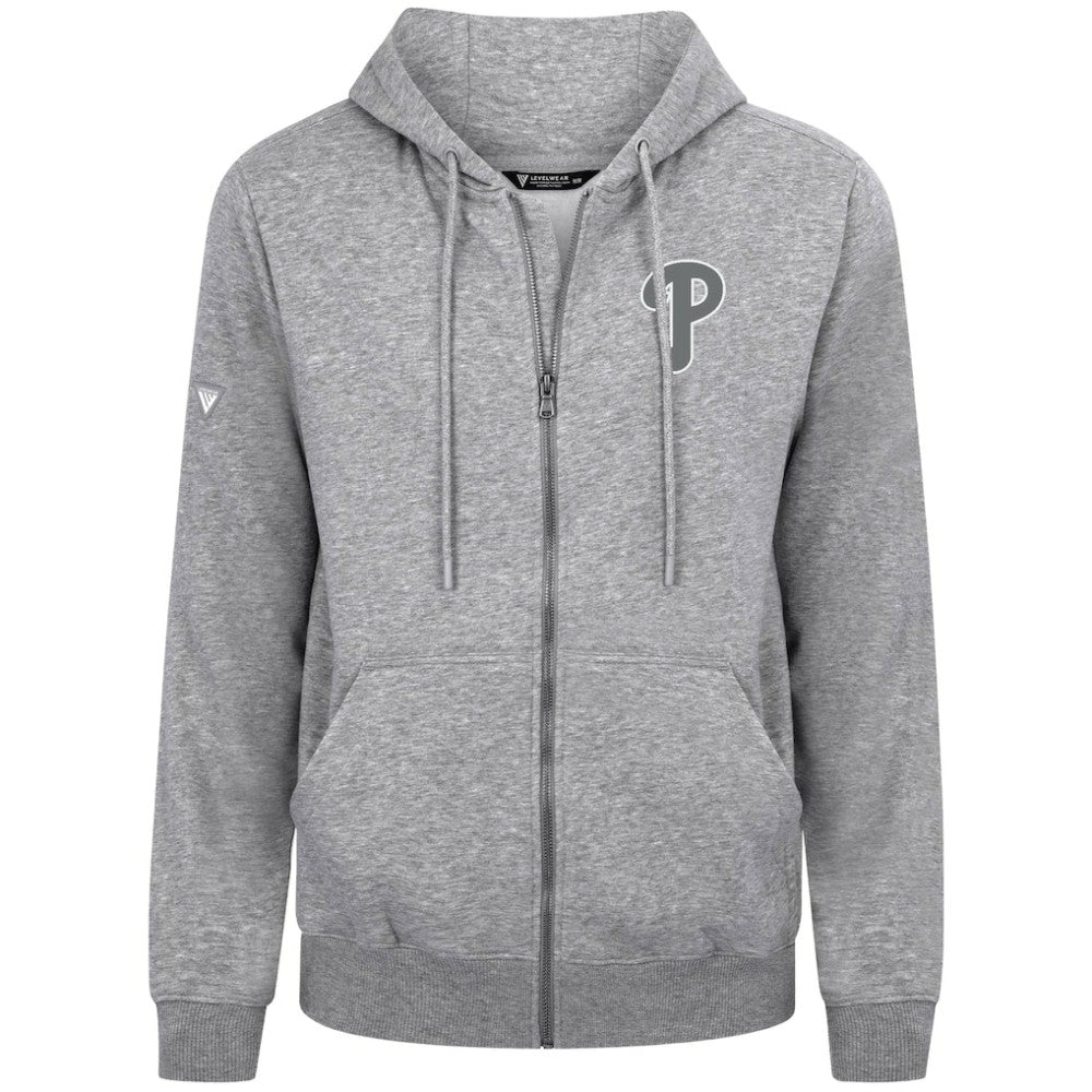 Philadelphia Phillies Levelwear Podium Banner Arch Full-Zip Hoodie - Heather Gray - MLB Online