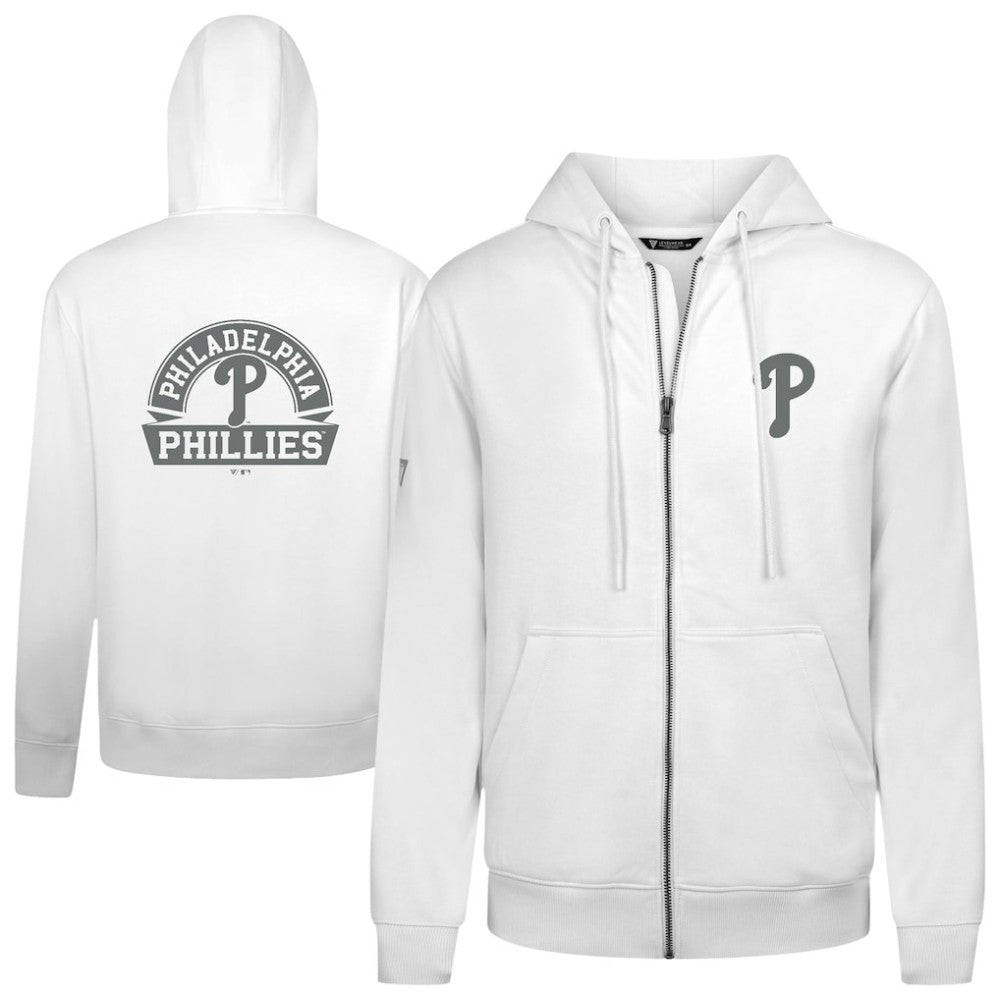 Philadelphia Phillies Levelwear Podium Banner Arch Full-Zip Hoodie - White - MLB on Sale