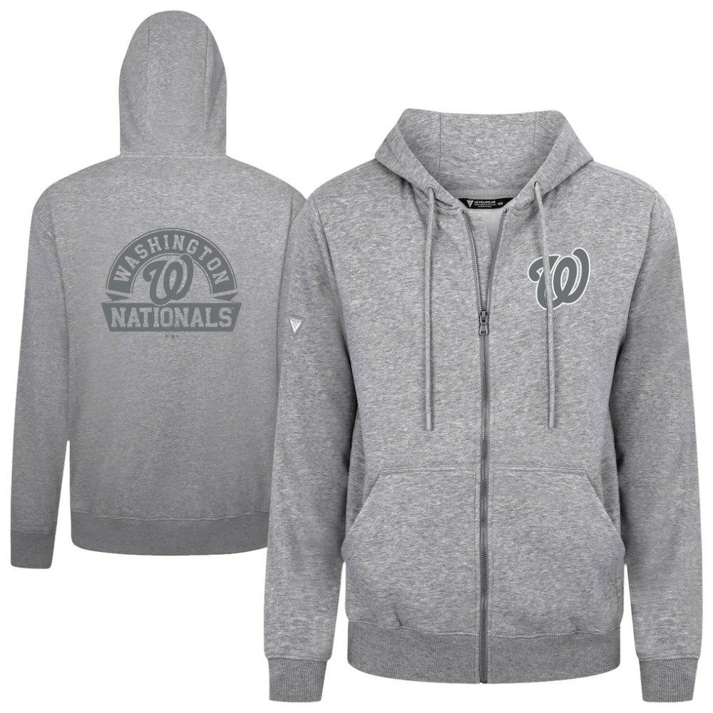 Washington Nationals Levelwear Podium Banner Arch Full-Zip Hoodie - Heather Gray - MLB Online