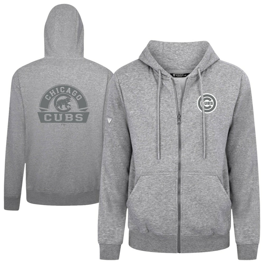 Chicago Cubs Levelwear Podium Banner Arch Full-Zip Hoodie - Heather Gray - MLB Online